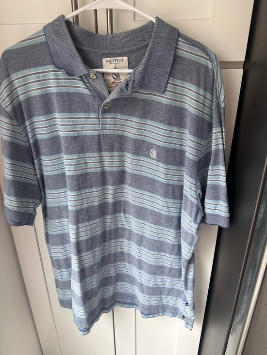 Nautica Other - Nautica Light Blue and Blue Horizontal Stripe Polo XL